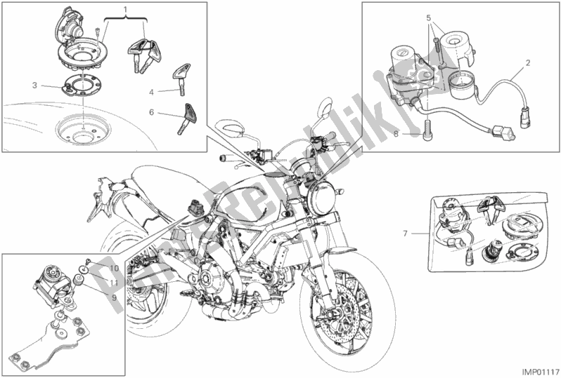 All parts for the 13e - Electrical Devices of the Ducati Scrambler 1100 Thailand 2019